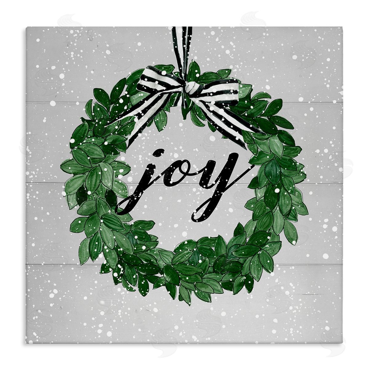 Carol Robinson Joy Wreath with Snow Stretched Canvas Wall Art Print