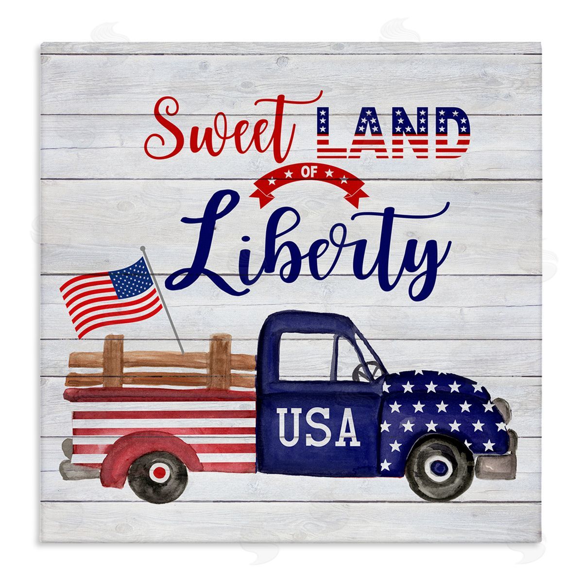 Corinne Haig Country Liberty Phrase Stretched Canvas Wall Art Print