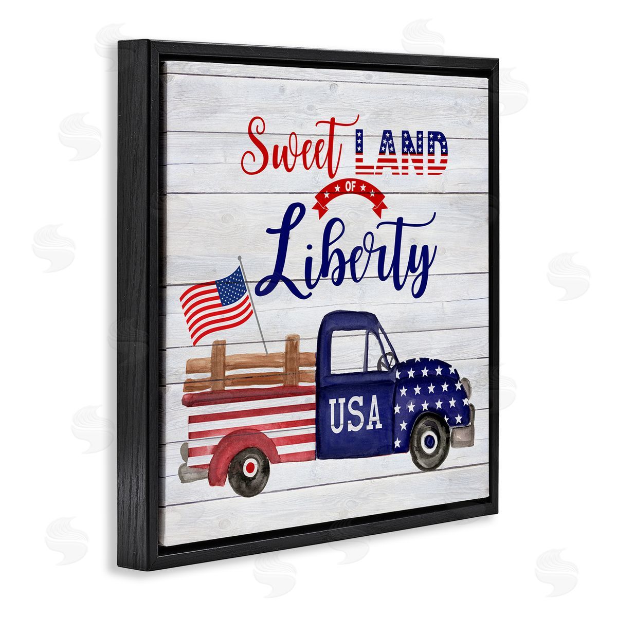 Corinne Haig Country Liberty Phrase Black Floating Frame Canvas Wall Art Print