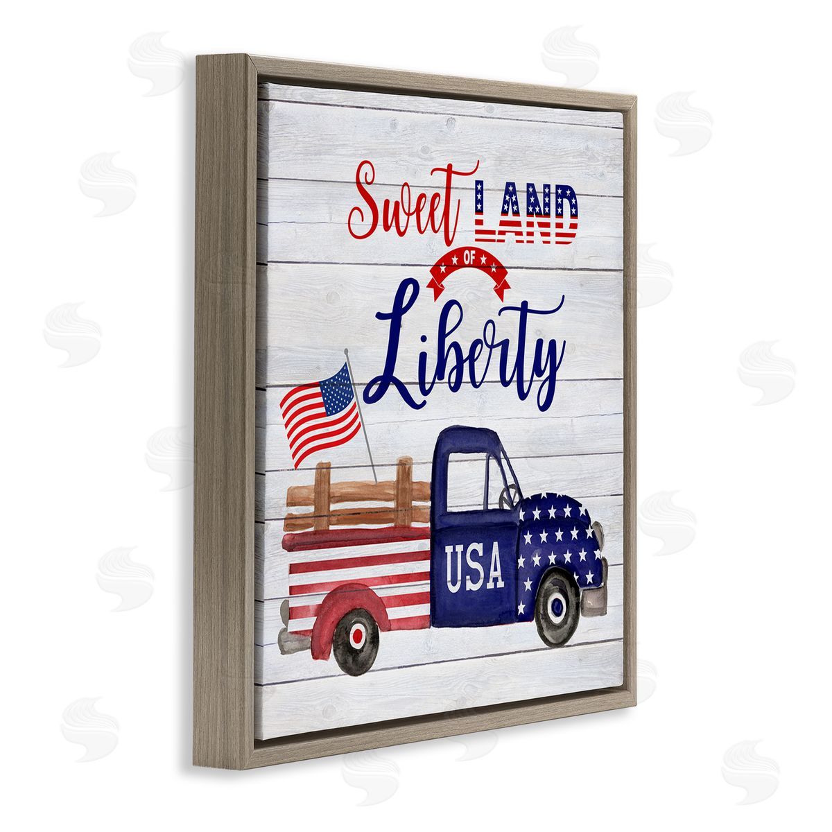 Corinne Haig Country Liberty Phrase Brown Floating Frame Canvas Wall Art Print