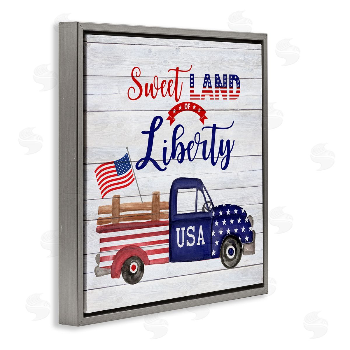 Corinne Haig Country Liberty Phrase Gray Floating Frame Canvas Wall Art Print