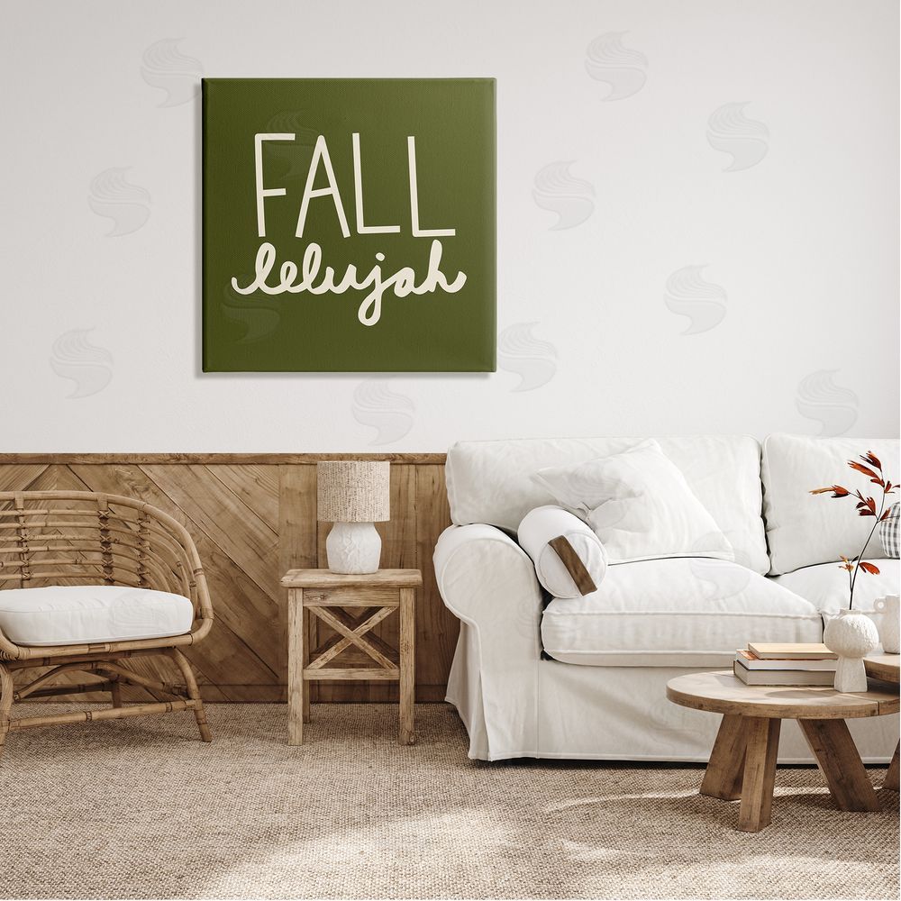 Emily Dumas Fall-lelujah Autumn Phrase Canvas Wall Art in Room