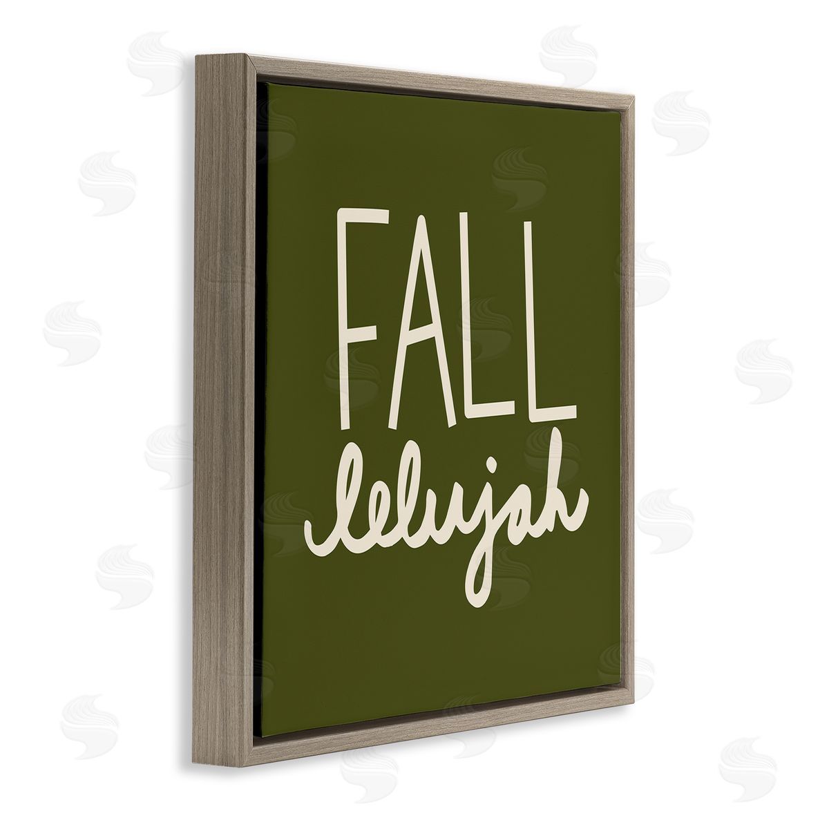Emily Dumas Fall-lelujah Autumn Phrase Brown Floating Frame Canvas Wall Art Print