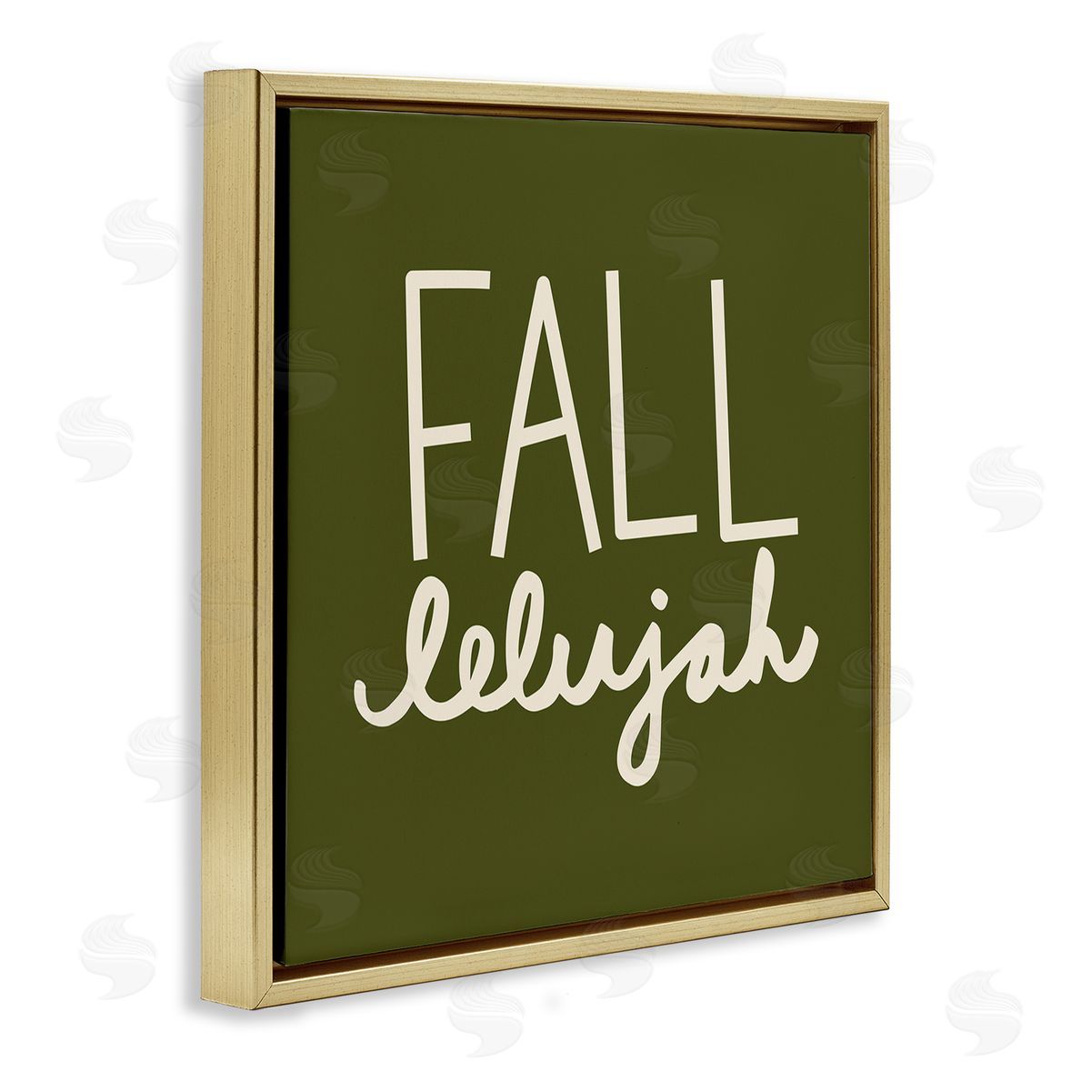 Emily Dumas Fall-lelujah Autumn Phrase Gold Floating Frame Canvas Wall Art Print
