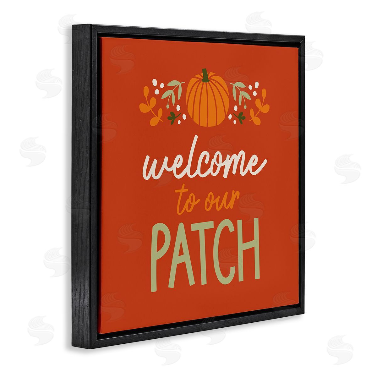 Emily Dumas Welcome Pumpkin Patch Phrase Black Floating Frame Canvas Wall Art Print