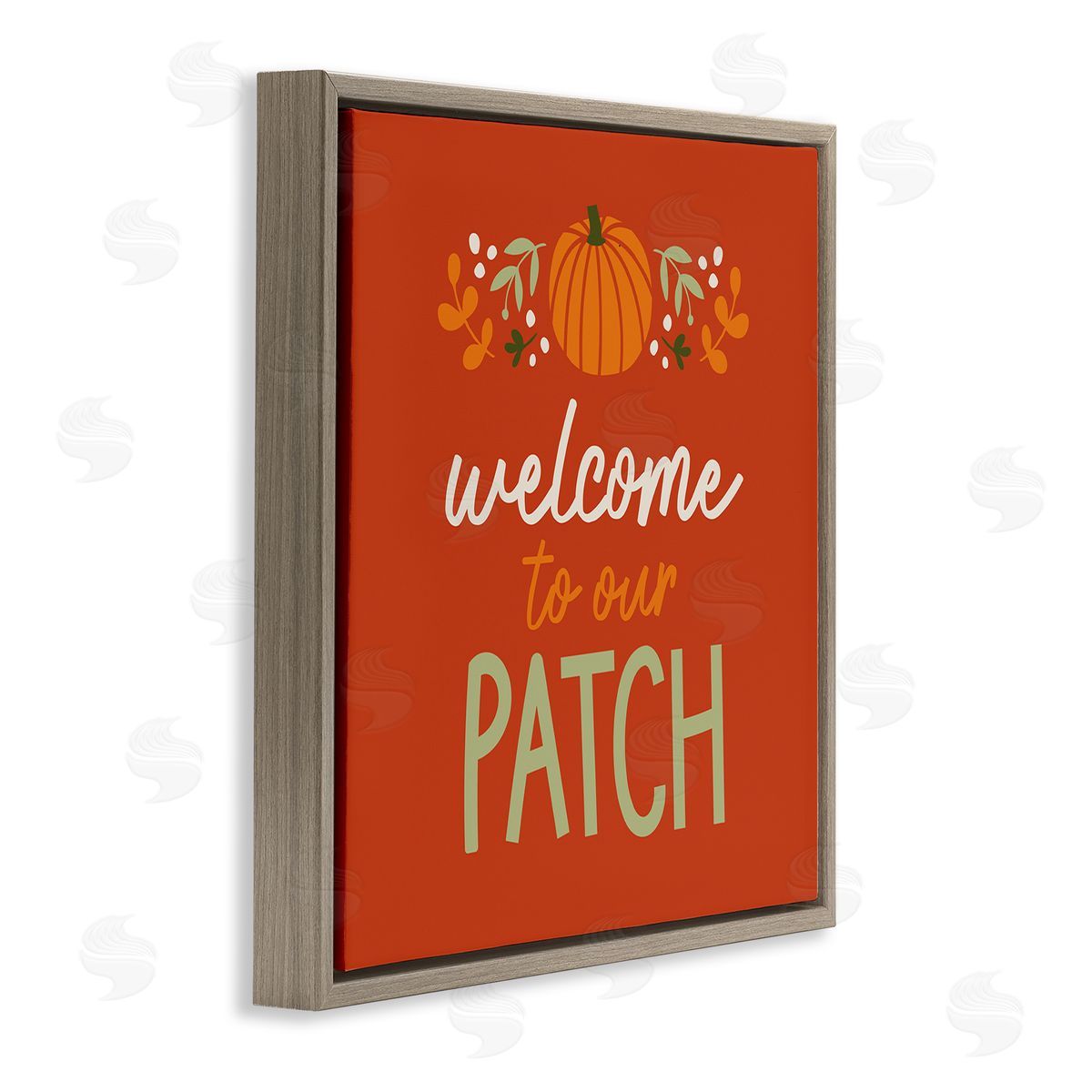 Emily Dumas Welcome Pumpkin Patch Phrase Brown Floating Frame Canvas Wall Art Print