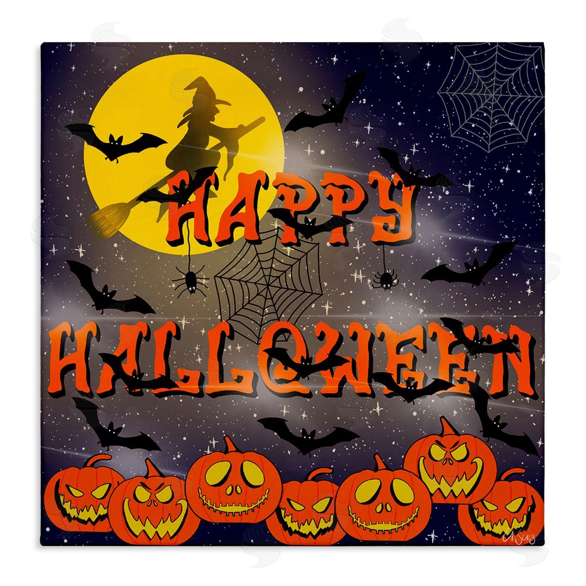 Ale Saiz Studio Halloween Witch Scene Stretched Canvas Wall Art Print