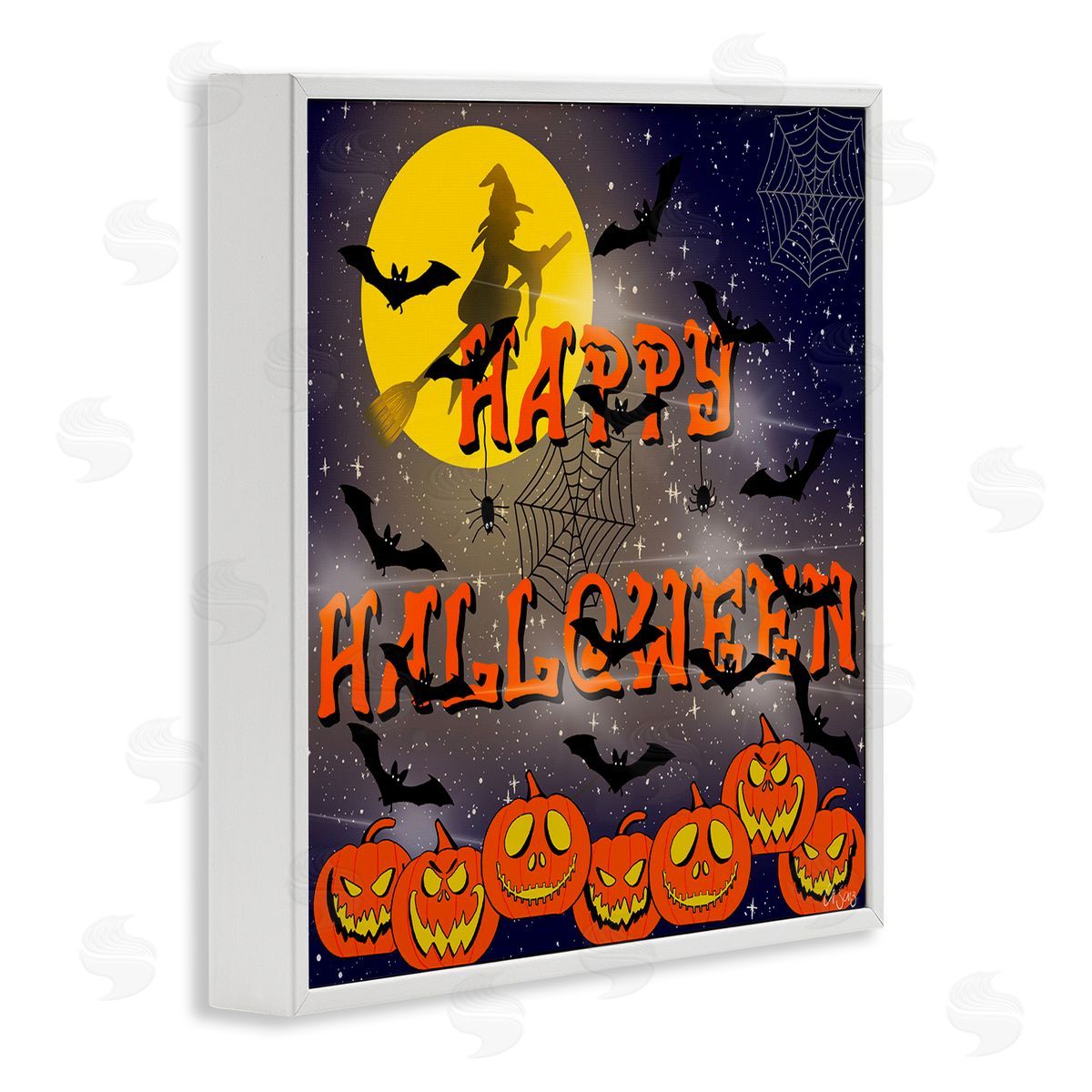 Ale Saiz Studio Halloween Witch Scene White Framed Glicee Wall Art Print