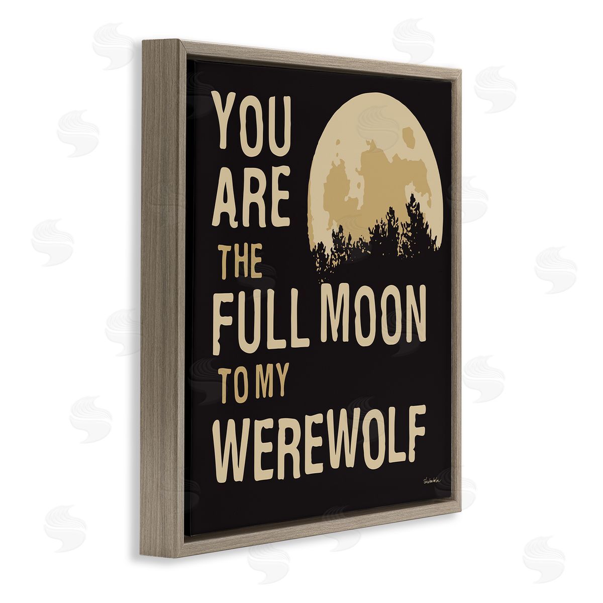 Kendra Shedenhelm Full Moon Werewolf Phrase Brown Floating Frame Canvas Wall Art Print
