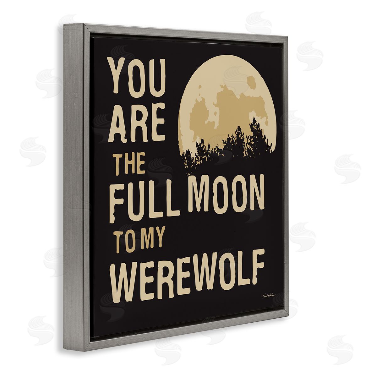 Kendra Shedenhelm Full Moon Werewolf Phrase Gray Floating Frame Canvas Wall Art Print