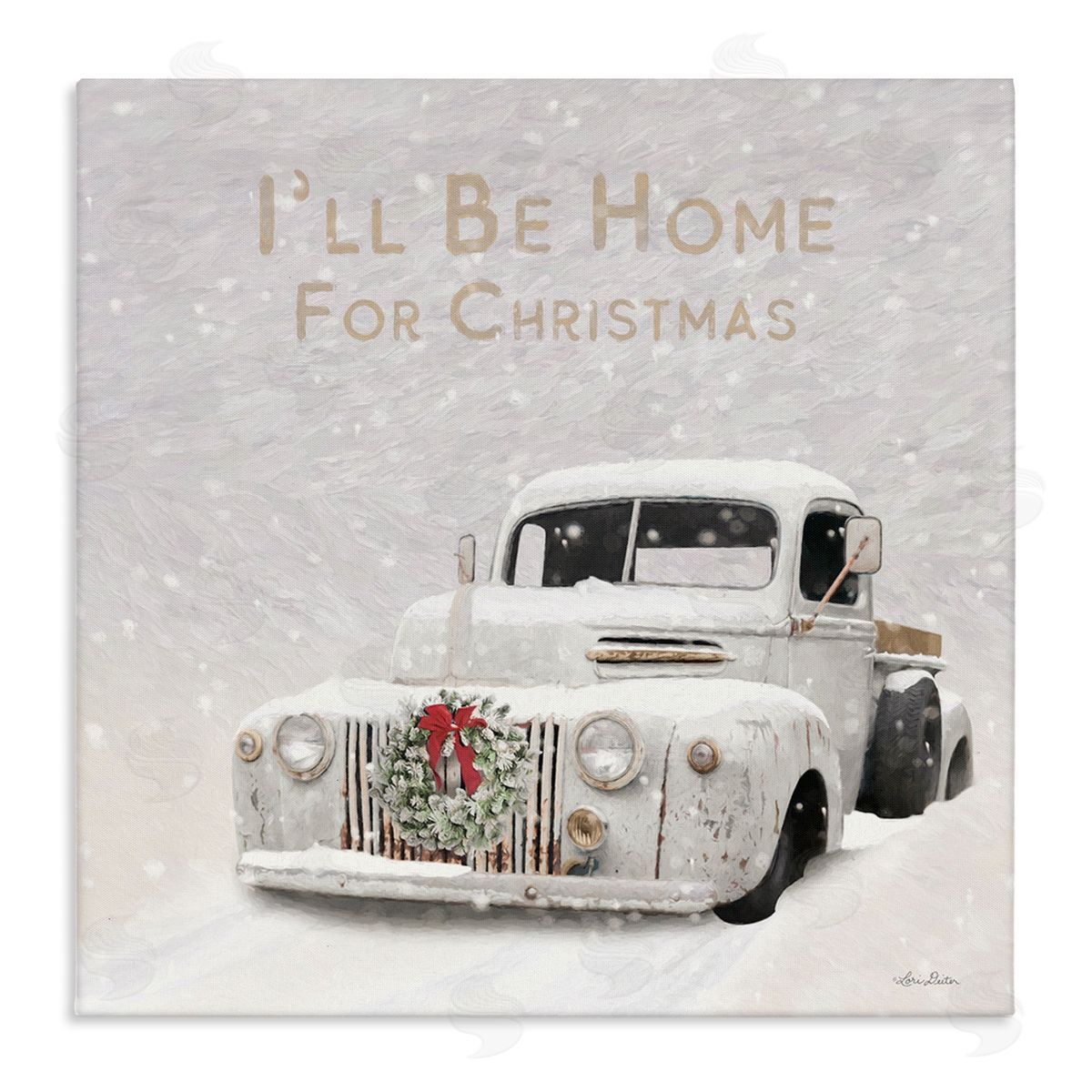 Lori Deiter Home For Christmas Phrase Stretched Canvas Wall Art Print