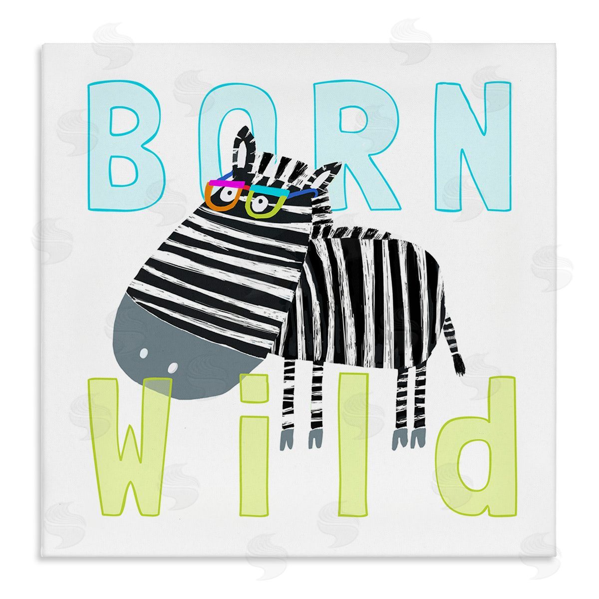 Carla Daly Born Wild Zebra Phrase Stretched Canvas Wall Art Print