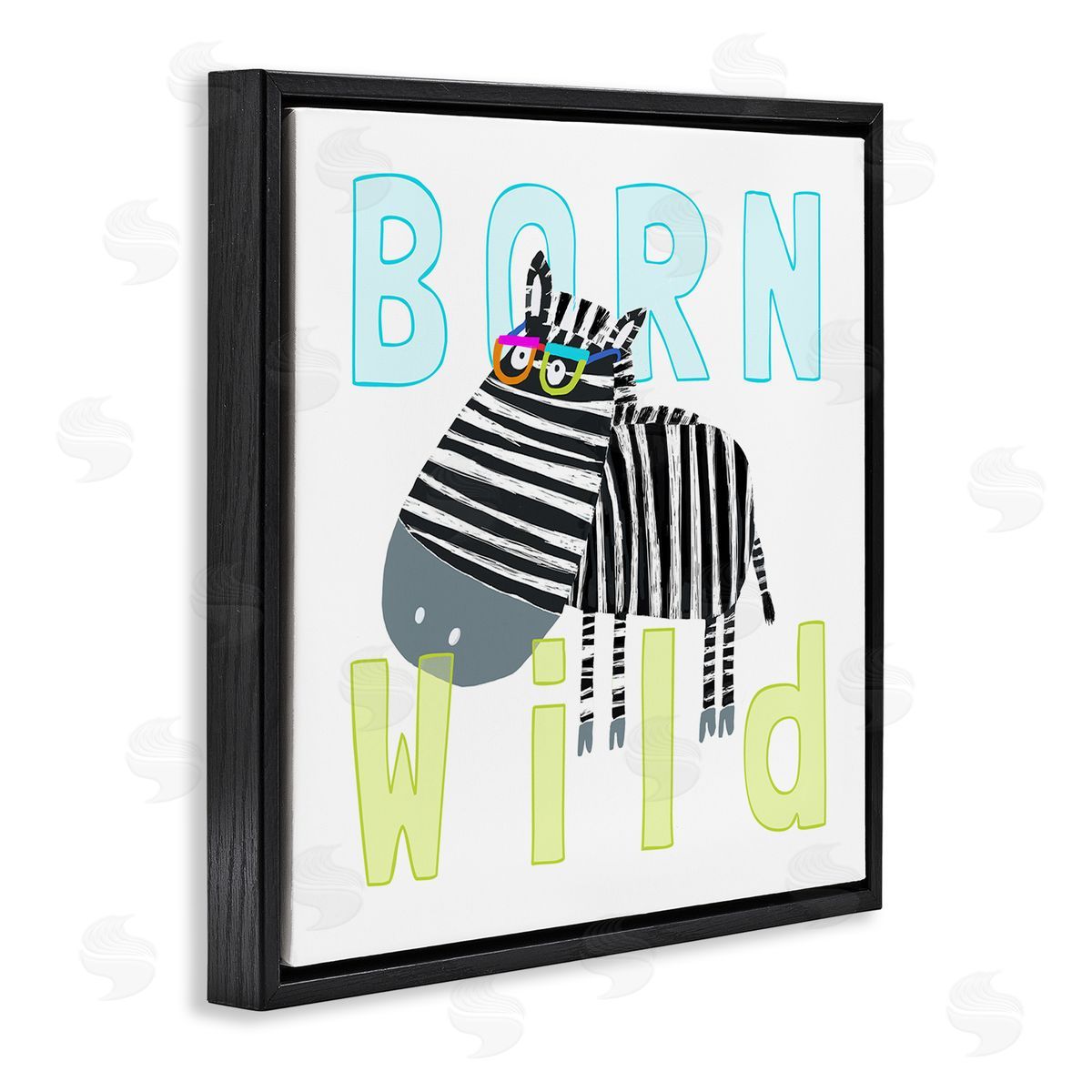Carla Daly Born Wild Zebra Phrase Black Floating Frame Canvas Wall Art Print