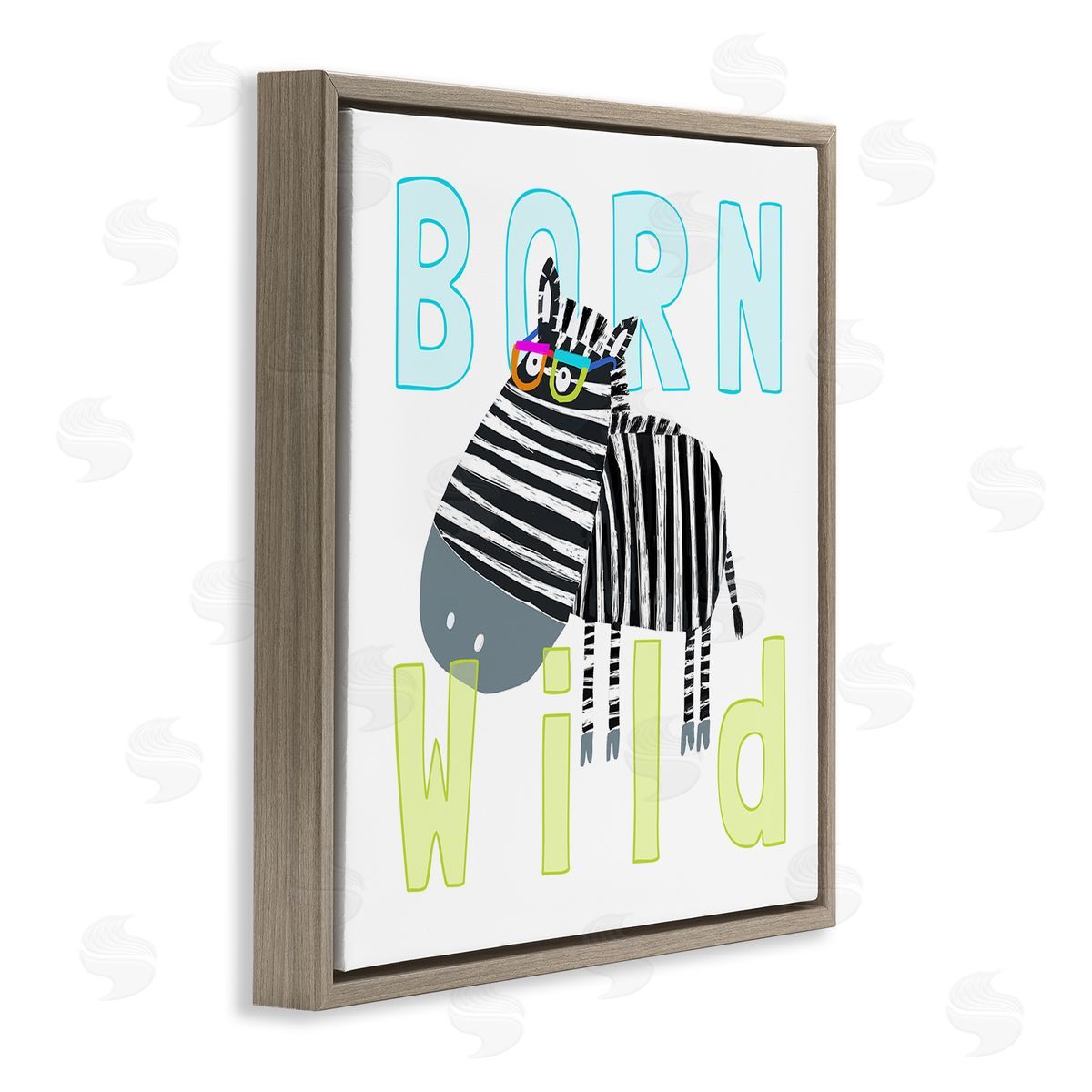 Carla Daly Born Wild Zebra Phrase Brown Floating Frame Canvas Wall Art Print