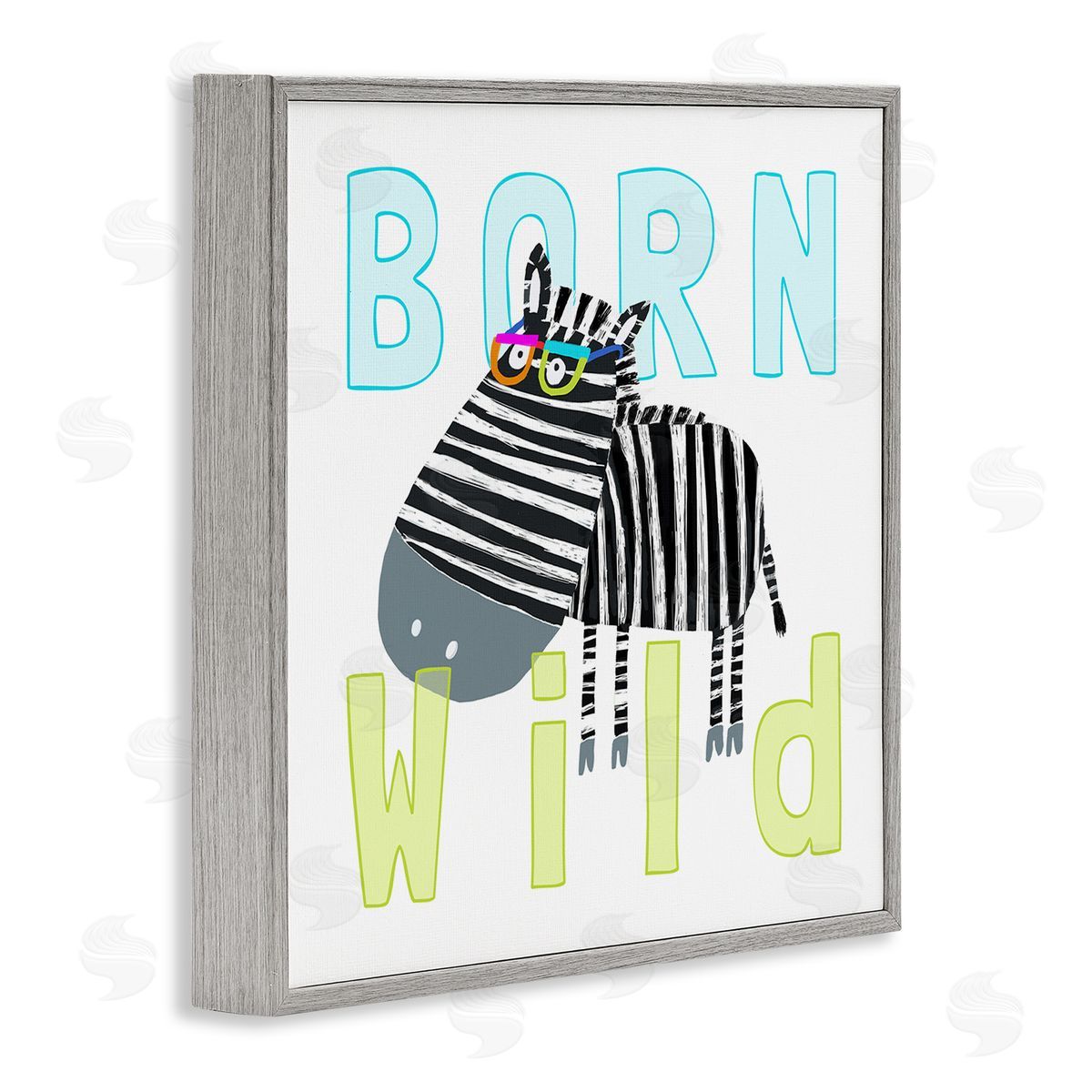 Carla Daly Born Wild Zebra Phrase Gray Framed Glicee Wall Art Print