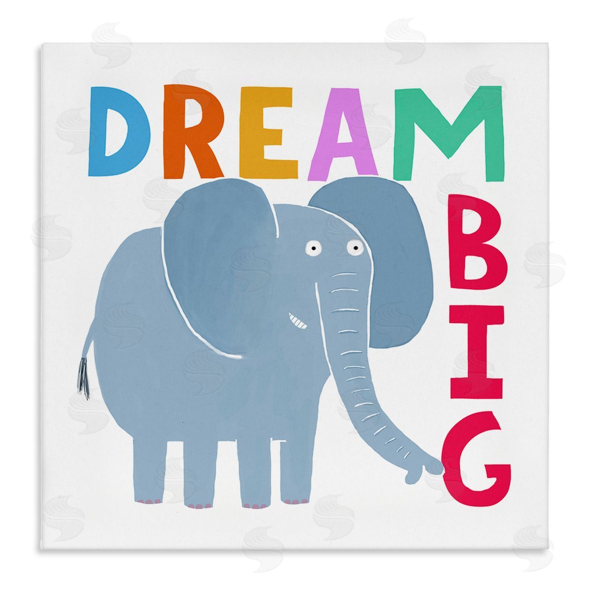Carla Daly Dream Big Elephant Phrase Stretched Canvas Wall Art Print
