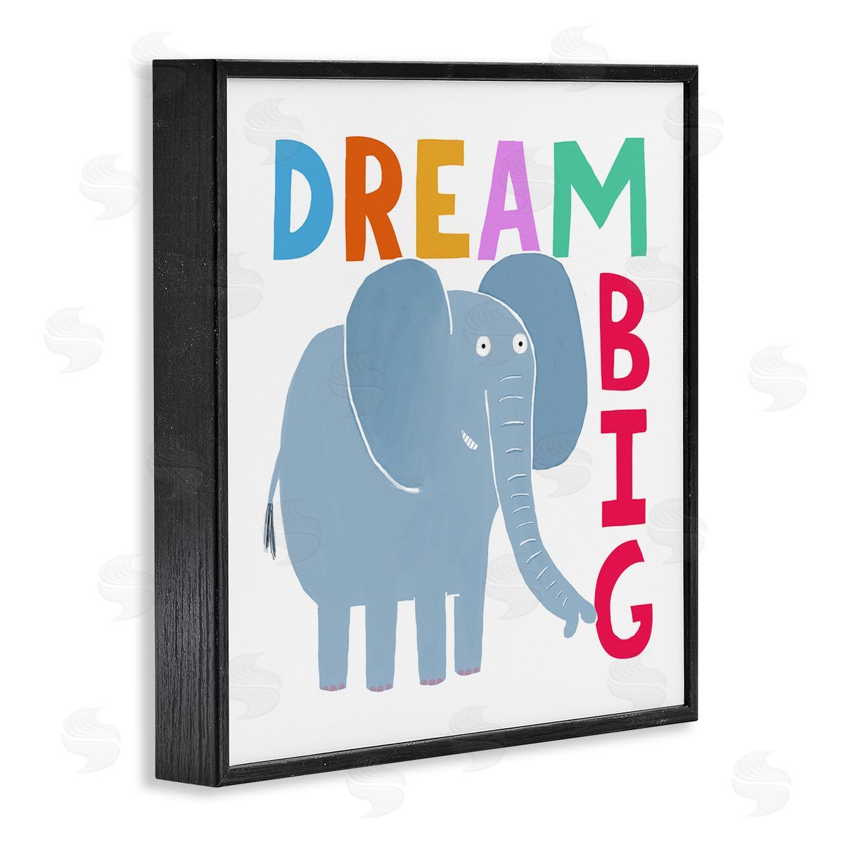 Carla Daly Dream Big Elephant Phrase Black Framed Glicee Wall Art Print