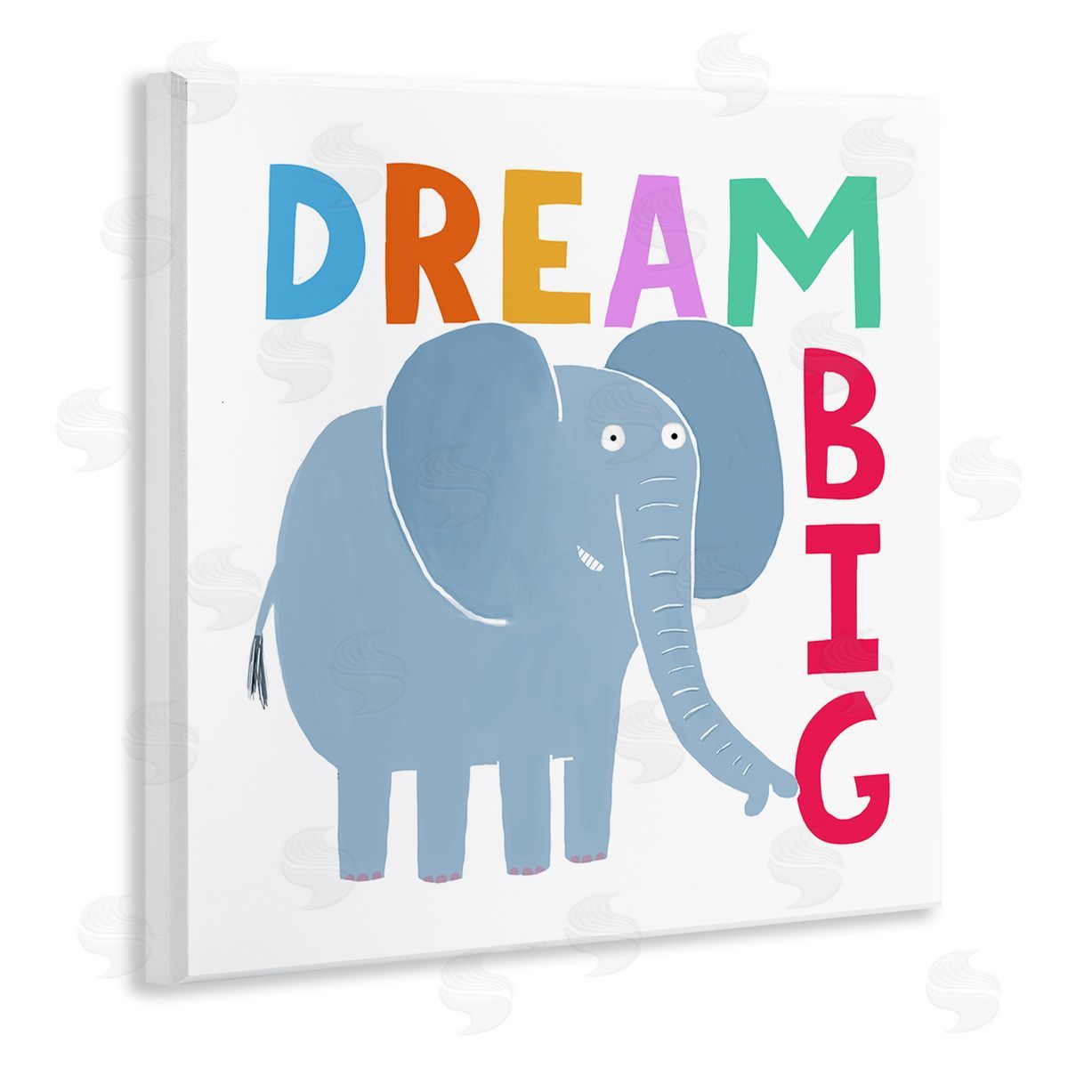 Carla Daly Dream Big Elephant Phrase Wooden Wall Plaque Art Print