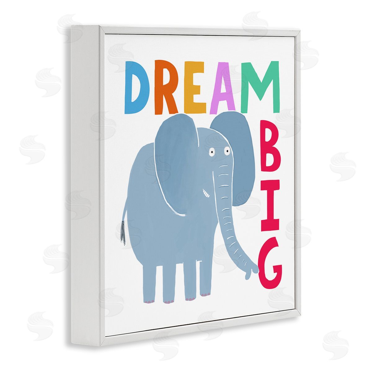 Carla Daly Dream Big Elephant Phrase White Framed Glicee Wall Art Print