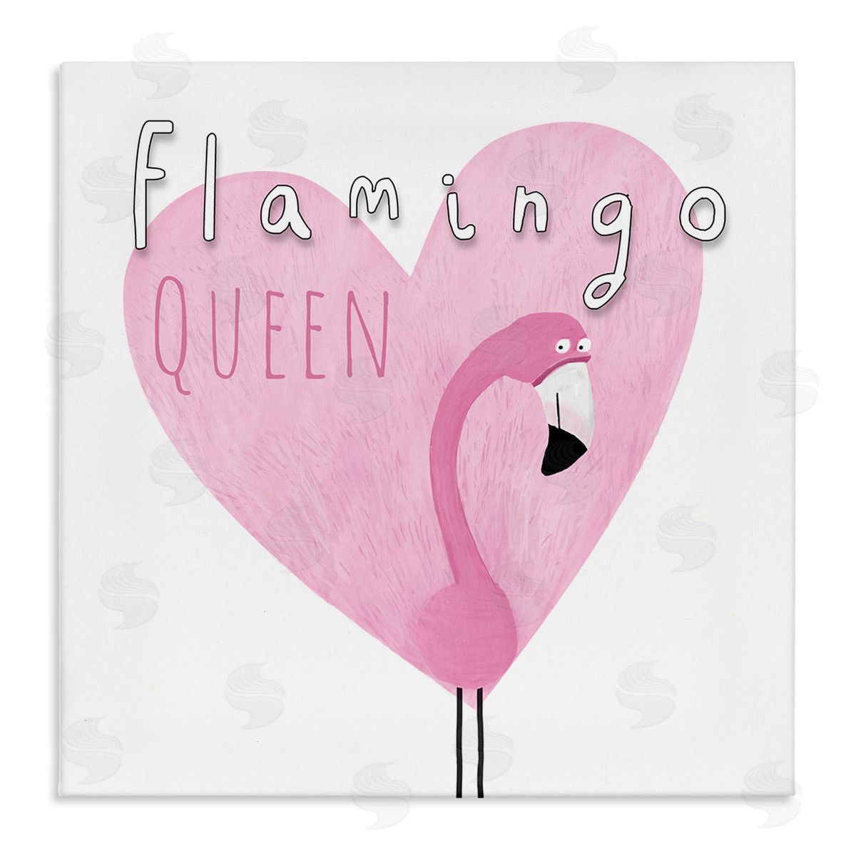 Carla Daly Flamingo Queen Phrase Stretched Canvas Wall Art Print