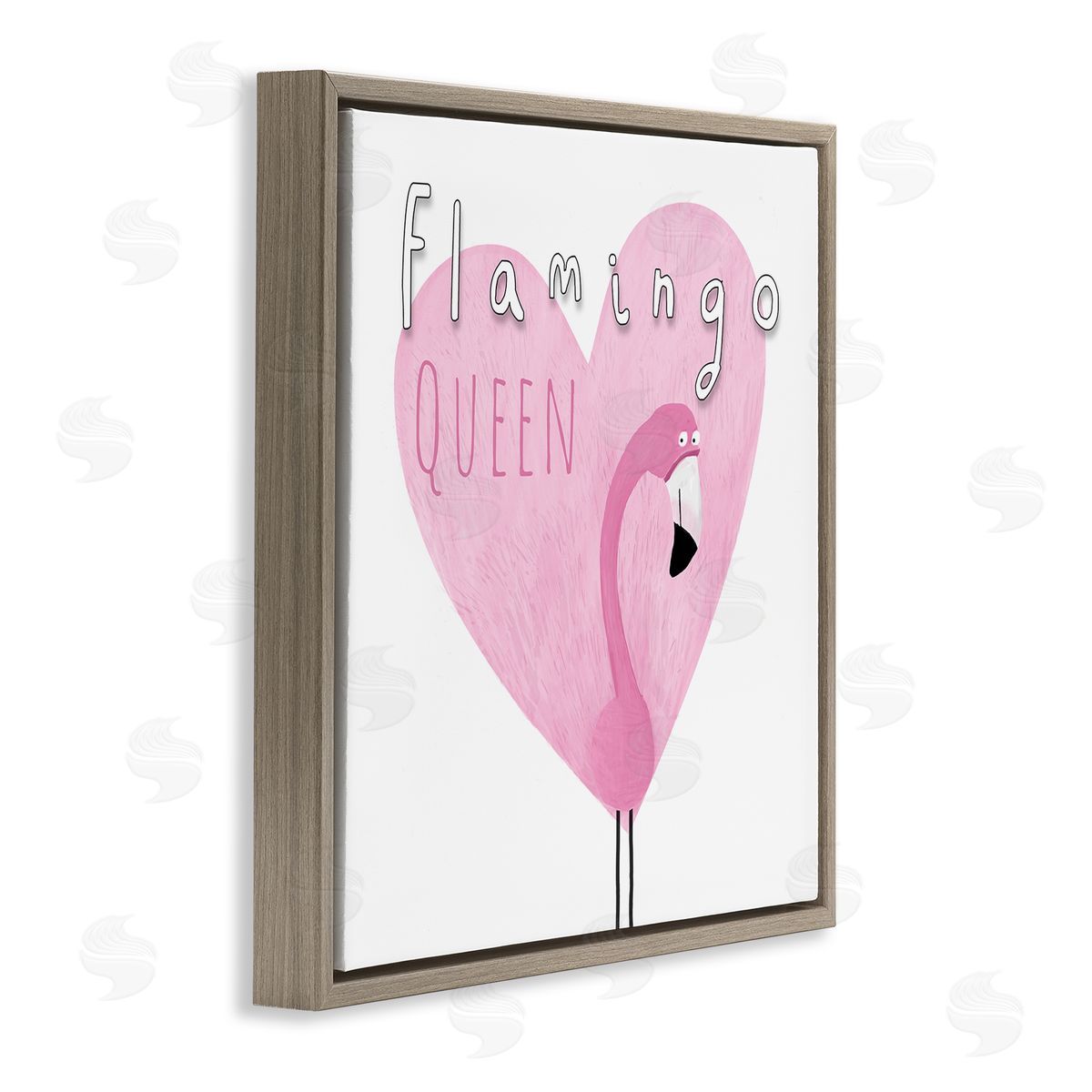 Carla Daly Flamingo Queen Phrase Brown Floating Frame Canvas Wall Art Print