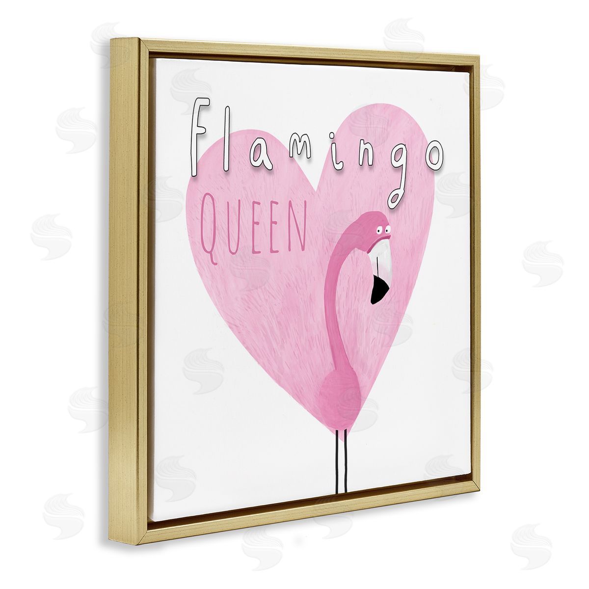 Carla Daly Flamingo Queen Phrase Gold Floating Frame Canvas Wall Art Print