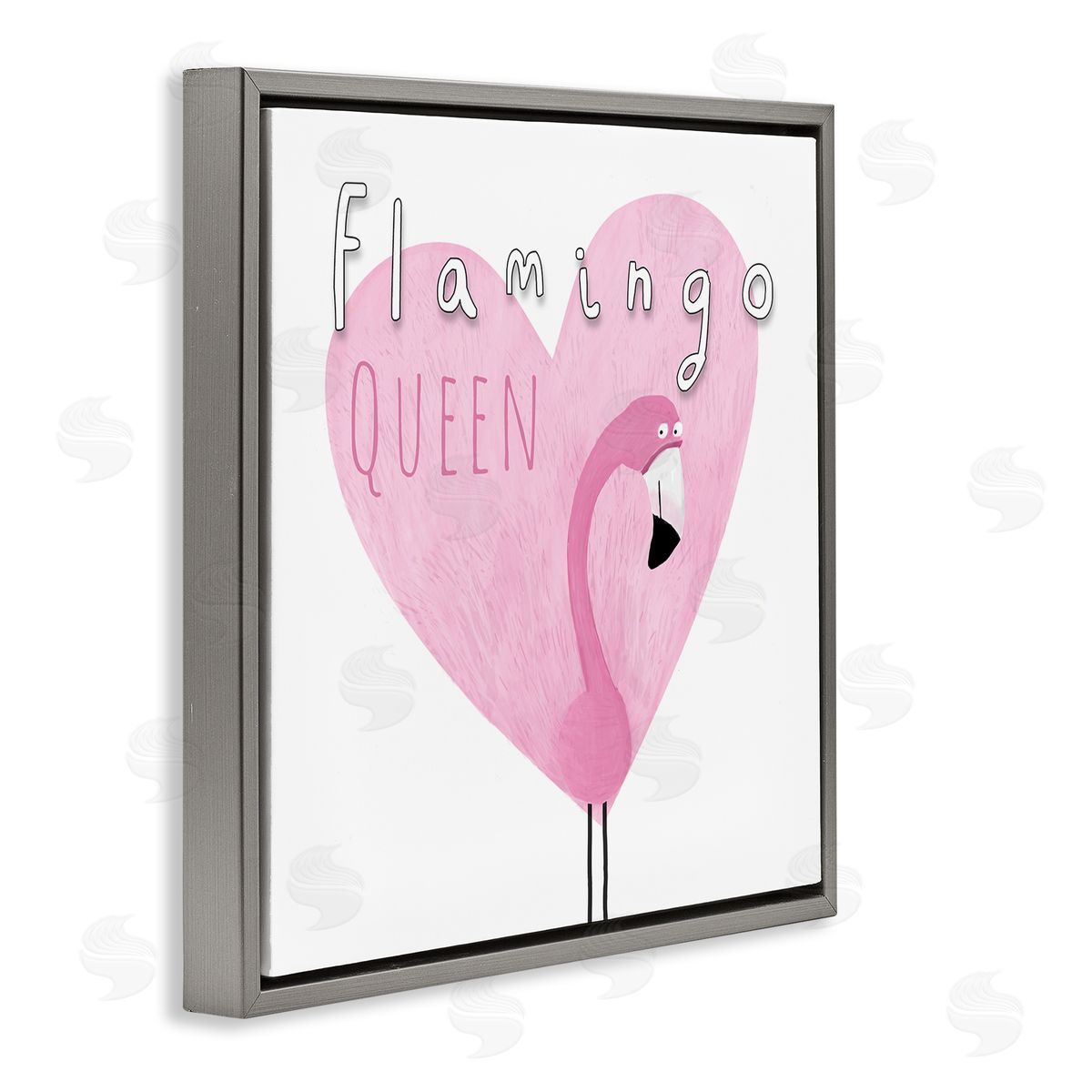 Carla Daly Flamingo Queen Phrase Gray Floating Frame Canvas Wall Art Print