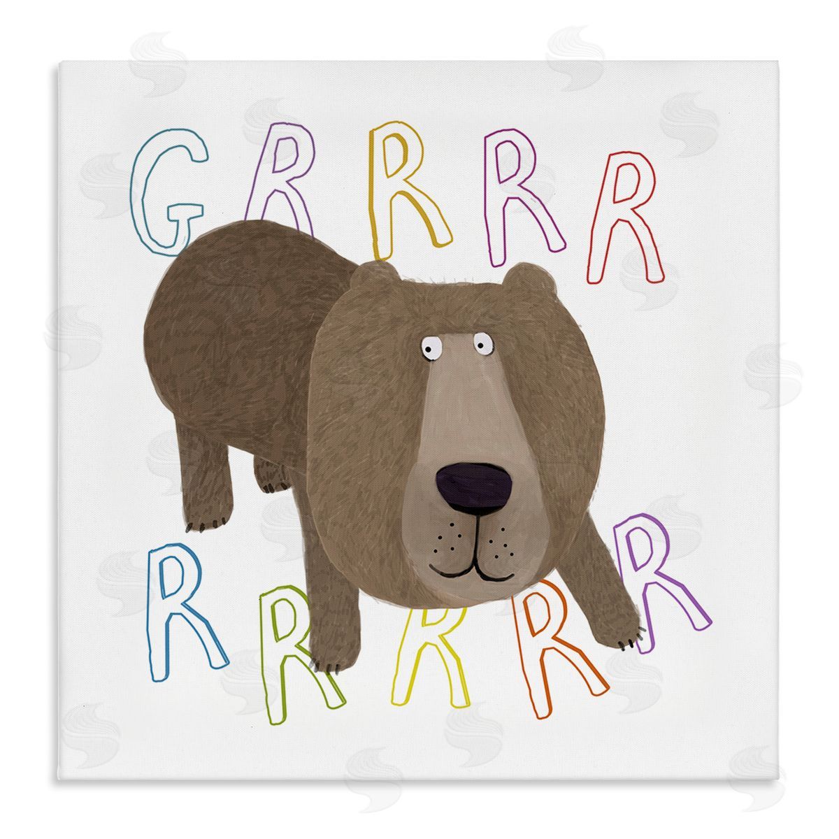 Carla Daly Grrrr Roaring Wild Bear Stretched Canvas Wall Art Print