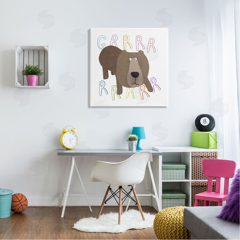 Carla Daly Grrrr Roaring Wild Bear Canvas Wall Art in Room