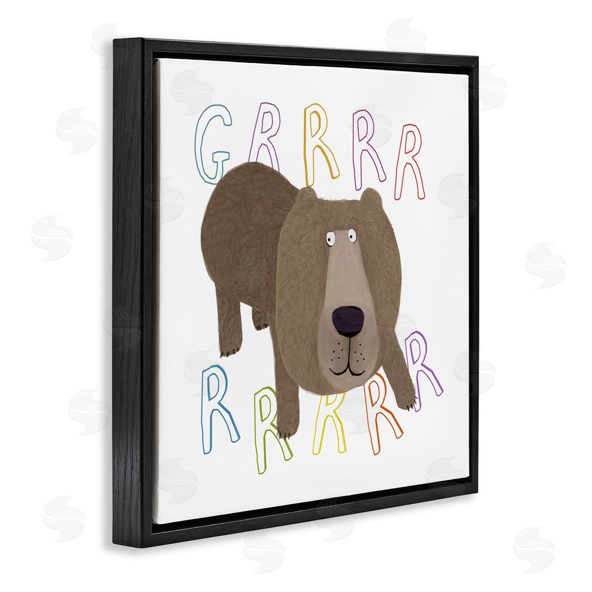 Carla Daly Grrrr Roaring Wild Bear Black Floating Frame Canvas Wall Art Print