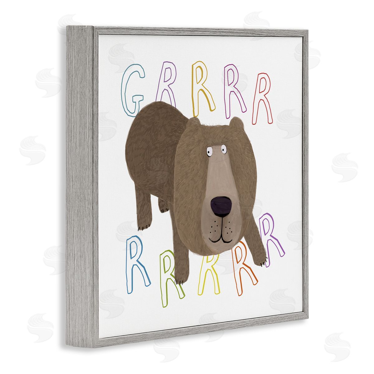 Carla Daly Grrrr Roaring Wild Bear Gray Framed Glicee Wall Art Print