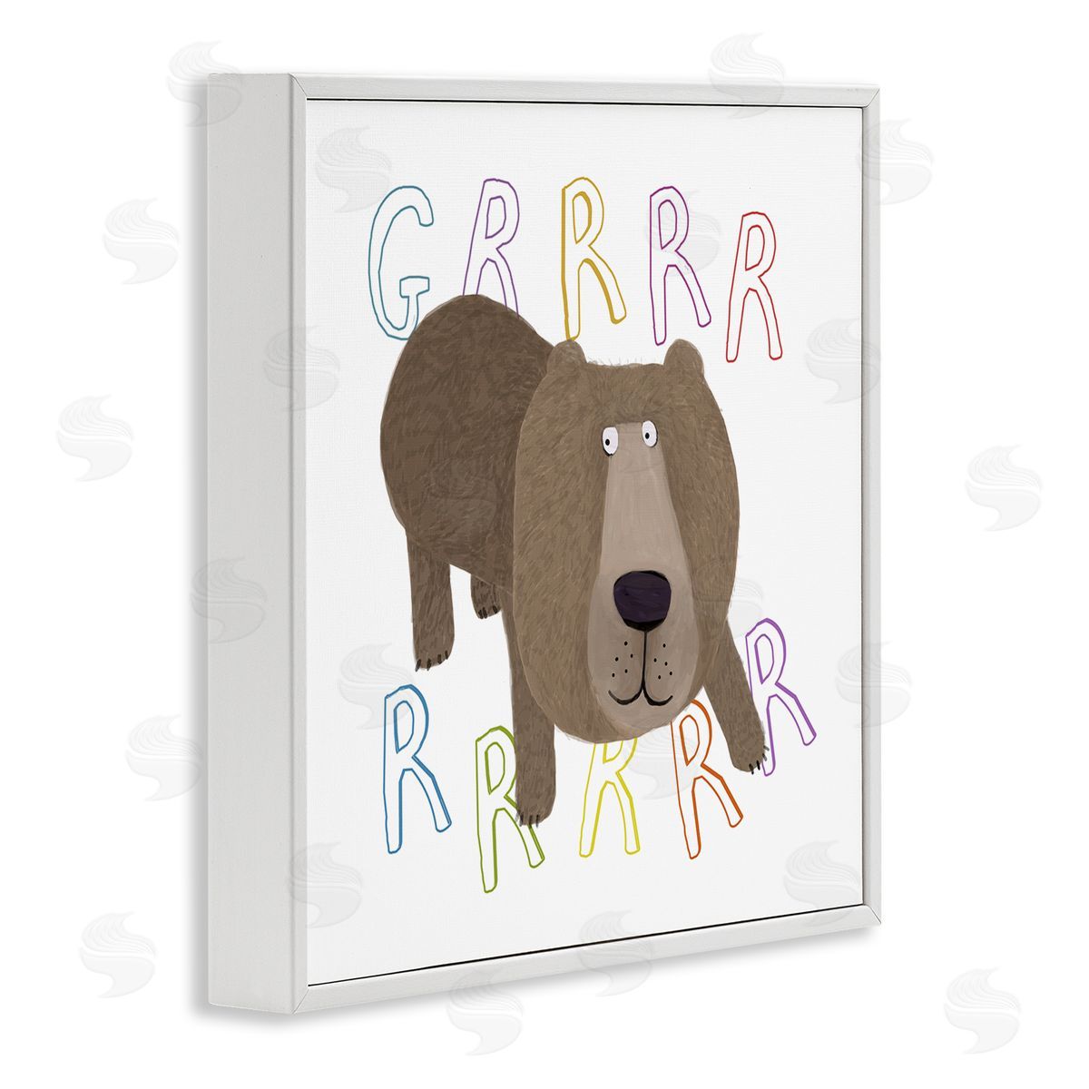 Carla Daly Grrrr Roaring Wild Bear White Framed Glicee Wall Art Print