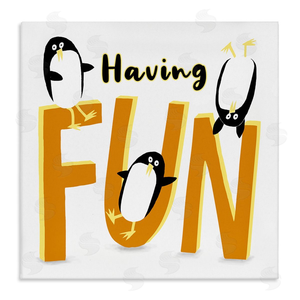 Carla Daly Having Fun Penguins Stretched Canvas Wall Art Print