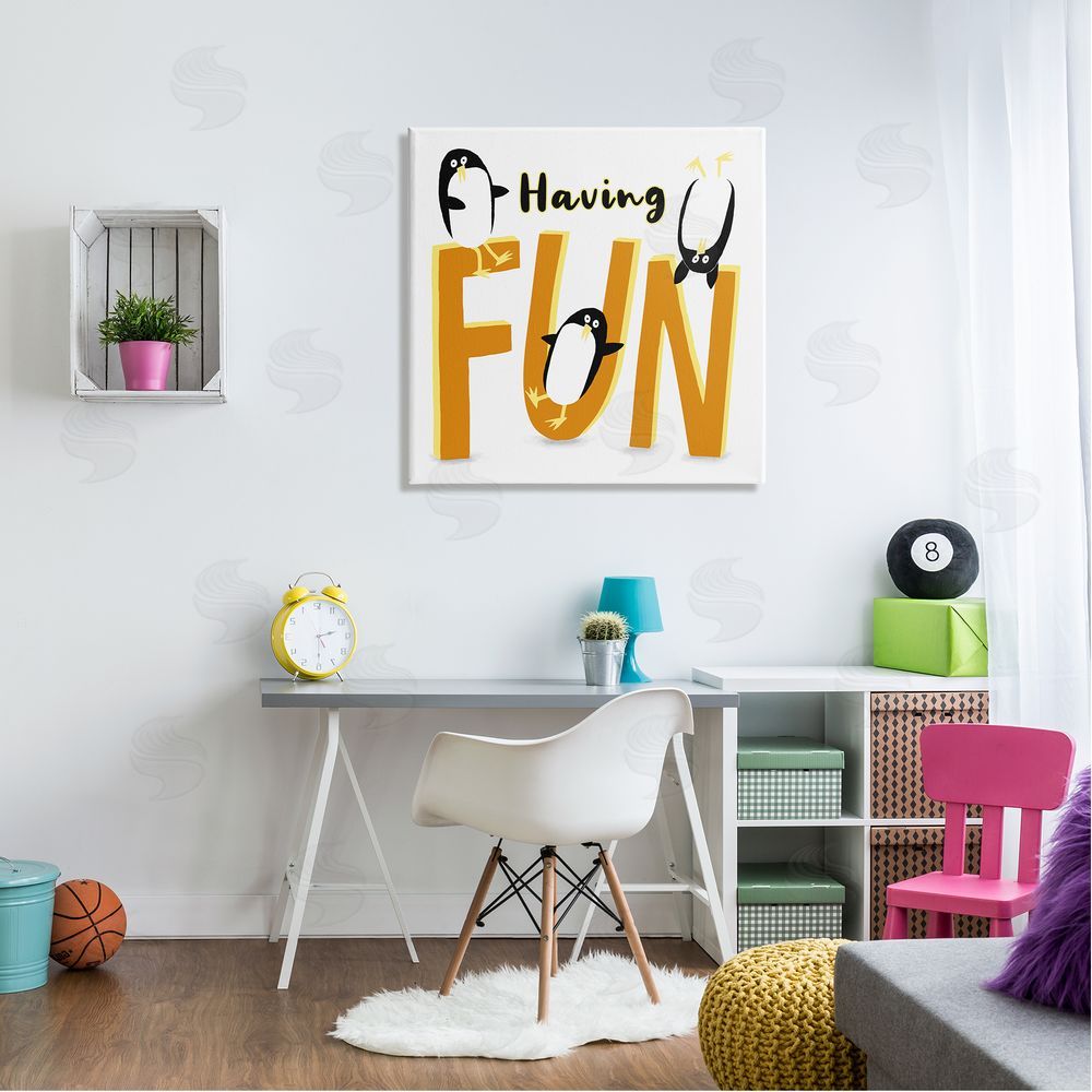 Carla Daly Having Fun Penguins Canvas Wall Art in Room