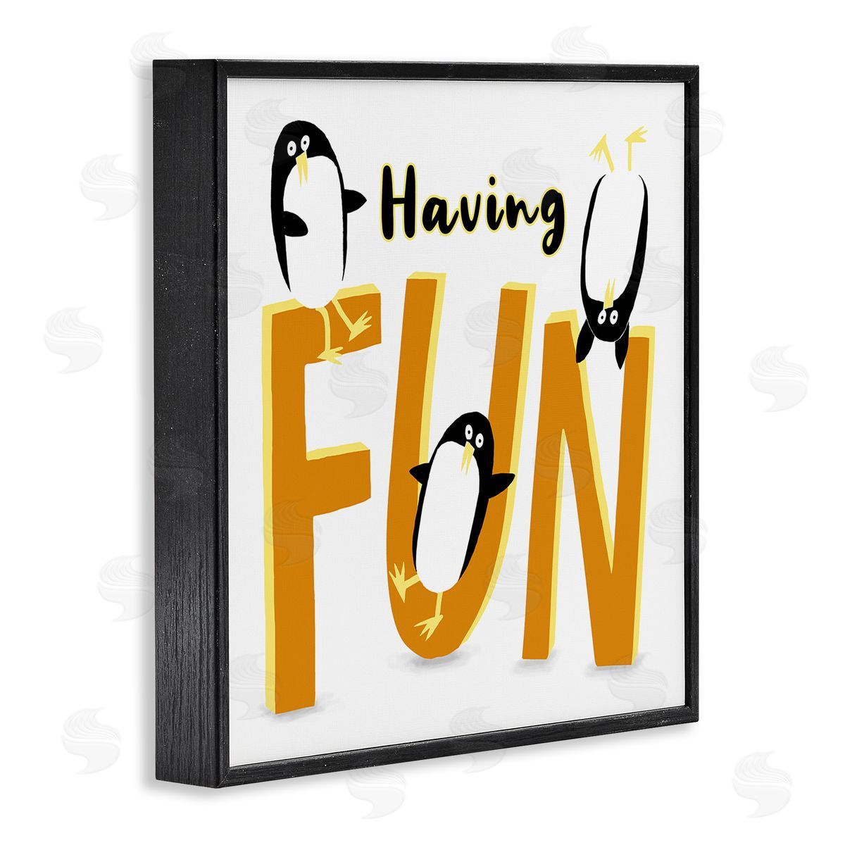 Carla Daly Having Fun Penguins Black Framed Glicee Wall Art Print