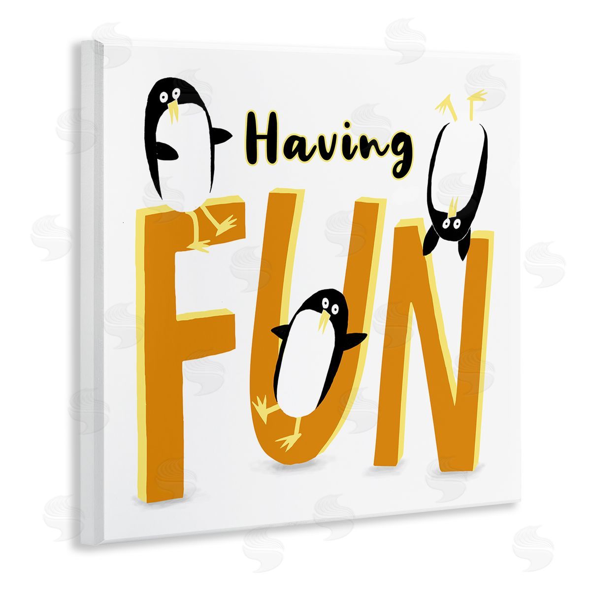 Carla Daly Having Fun Penguins Wooden Wall Plaque Art Print