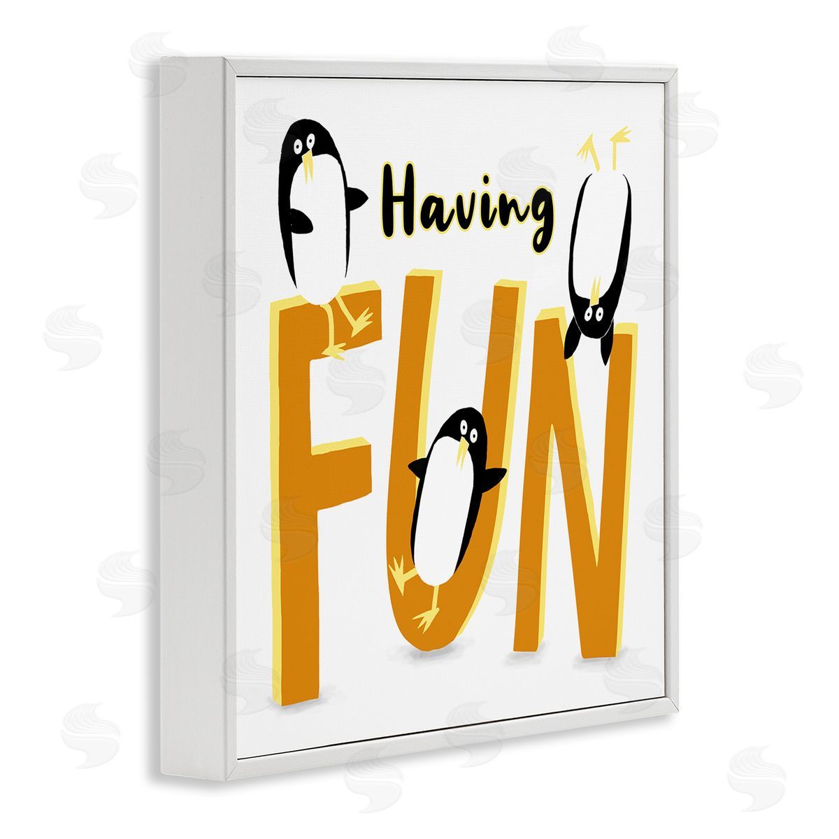Carla Daly Having Fun Penguins White Framed Glicee Wall Art Print