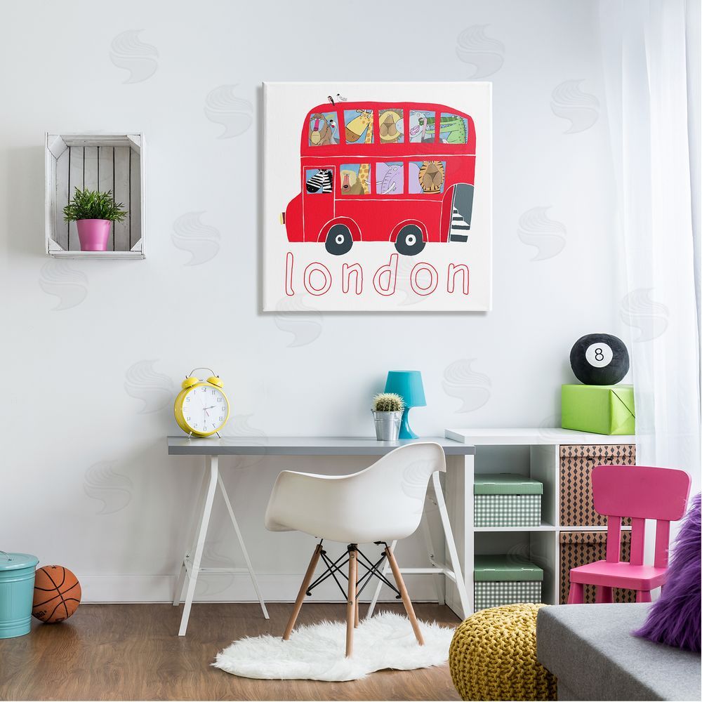 Carla Daly London Bus of Animals Canvas Wall Art in Room