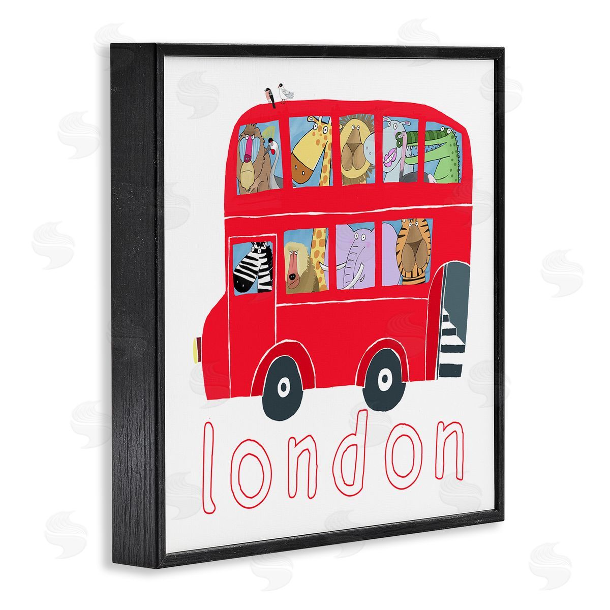 Carla Daly London Bus of Animals Black Framed Glicee Wall Art Print