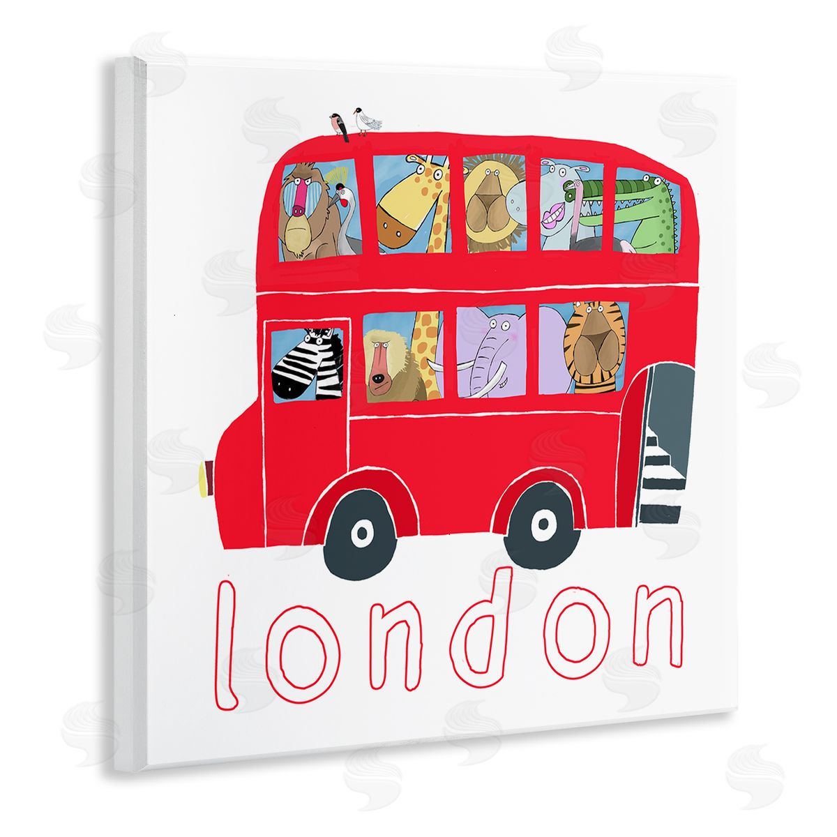 Carla Daly London Bus of Animals Wooden Wall Plaque Art Print