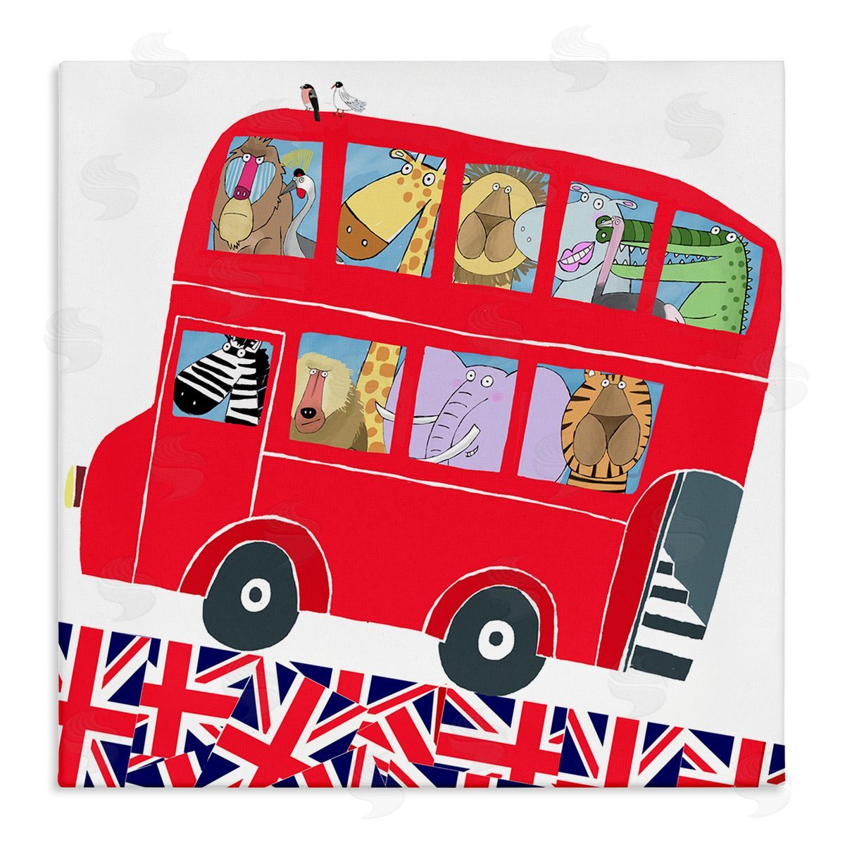 Carla Daly UK Travel Animal Bus Stretched Canvas Wall Art Print