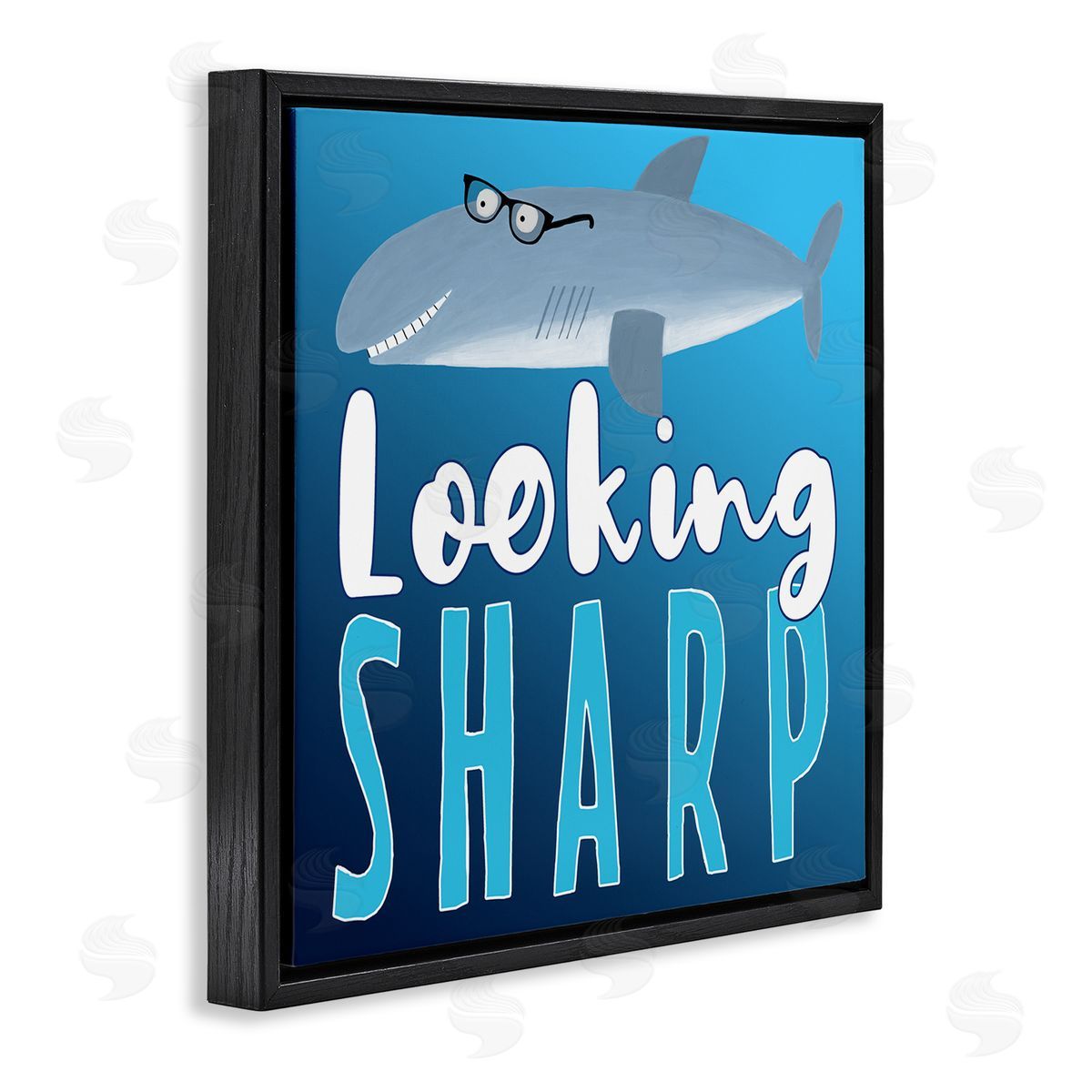 Carla Daly Looking Sharp Shark Black Floating Frame Canvas Wall Art Print