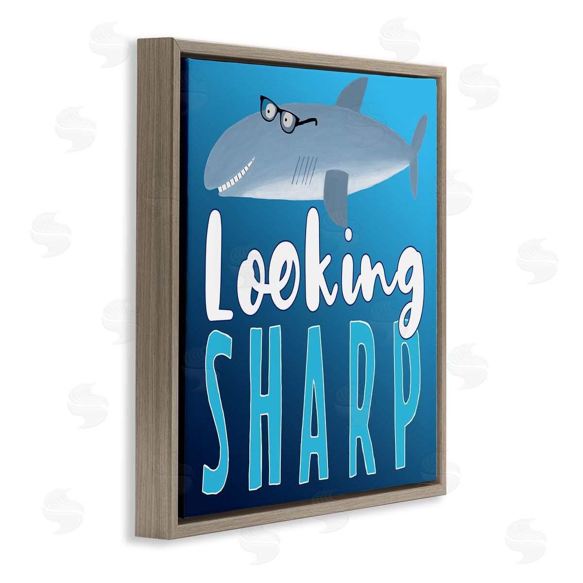 Carla Daly Looking Sharp Shark Brown Floating Frame Canvas Wall Art Print