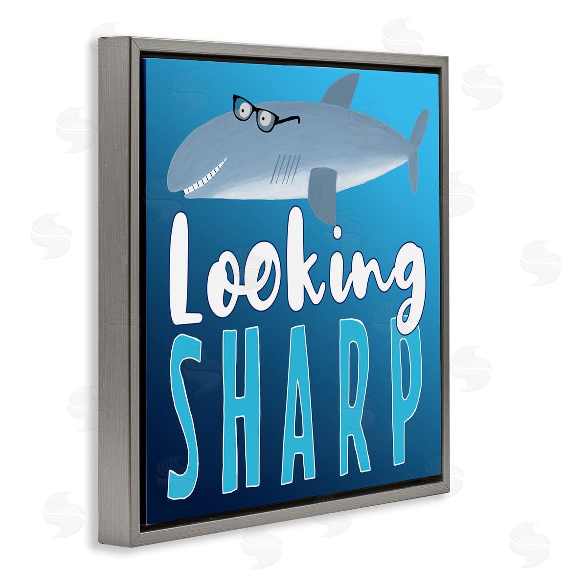 Carla Daly Looking Sharp Shark Gray Floating Frame Canvas Wall Art Print