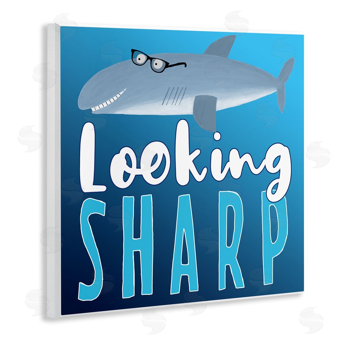 Carla Daly Looking Sharp Shark Wooden Wall Plaque Art Print
