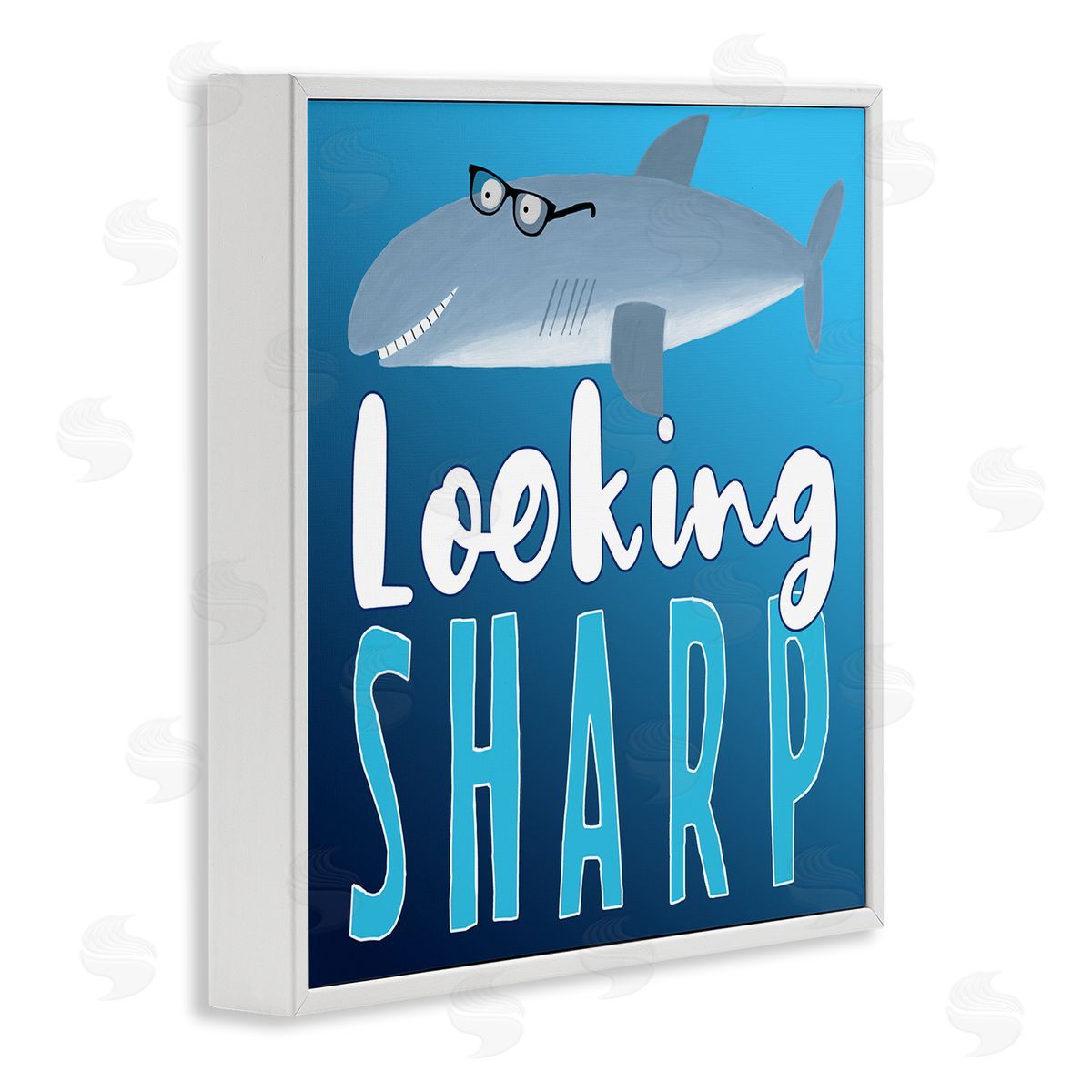 Carla Daly Looking Sharp Shark White Framed Glicee Wall Art Print