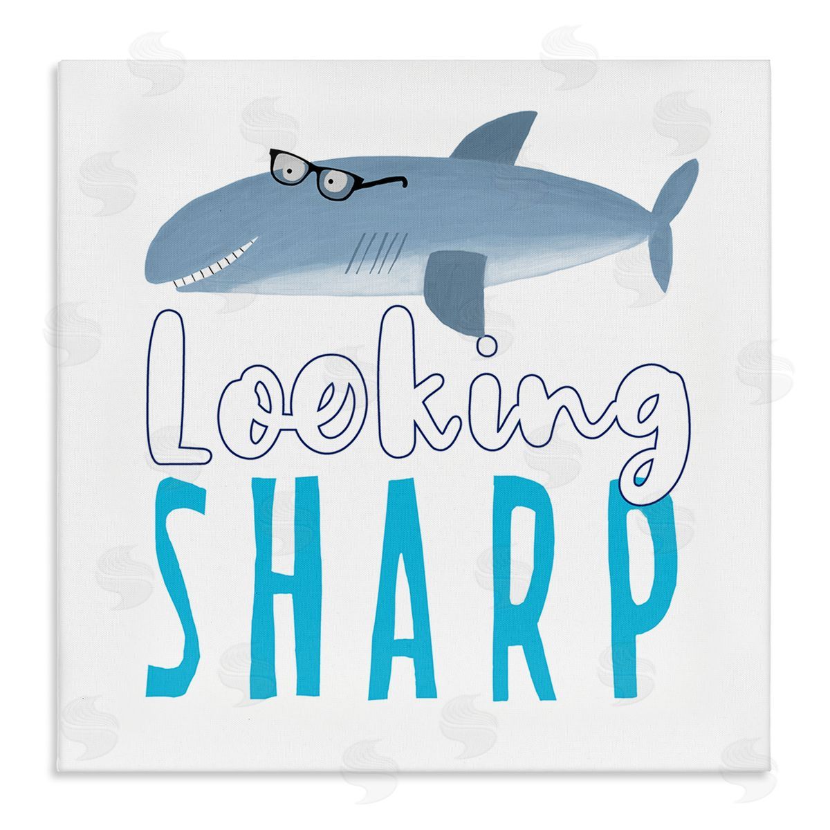 Carla Daly Shark in Glasses Phrase Stretched Canvas Wall Art Print