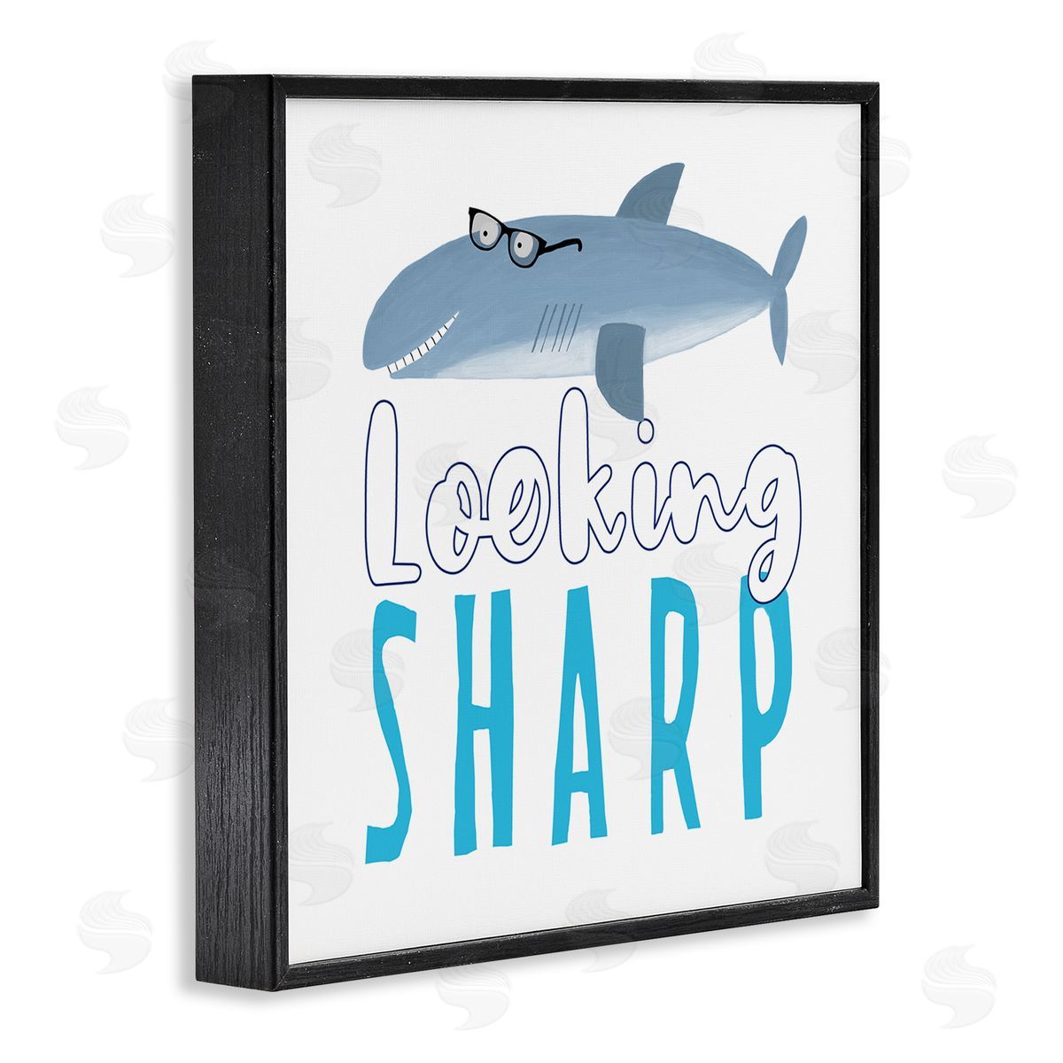 Carla Daly Shark in Glasses Phrase Black Framed Glicee Wall Art Print