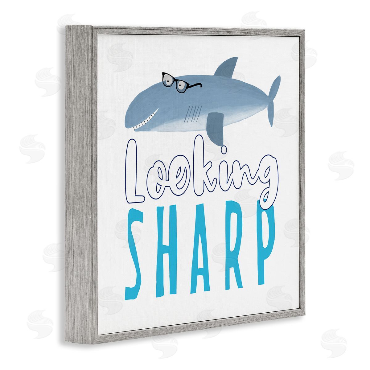 Carla Daly Shark in Glasses Phrase Gray Framed Glicee Wall Art Print