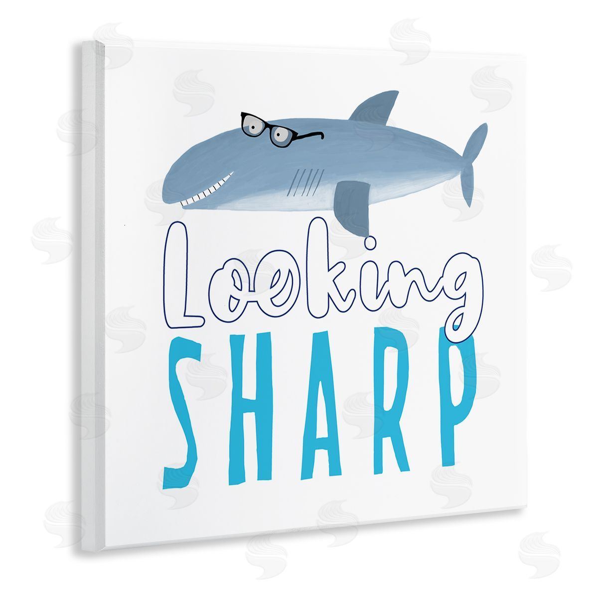 Carla Daly Shark in Glasses Phrase Wooden Wall Plaque Art Print